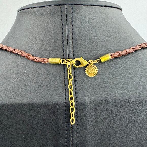 New Willow House Jewelry by Sara Blaine Biji Aqua Beads Braided Leather Necklace - Picture 8 of 9